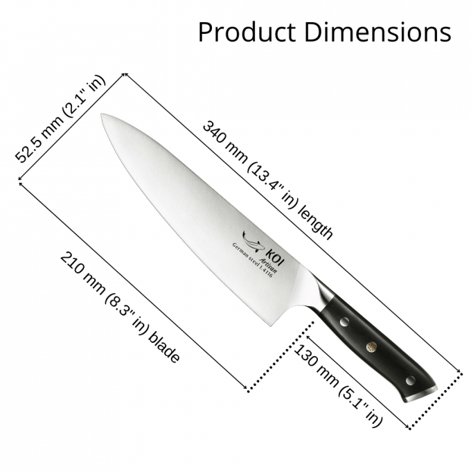 KOI ARTISAN German Chef Knifes – 8 Inch Razor Sharp Blade – Full Tang Best Kitchen Knives