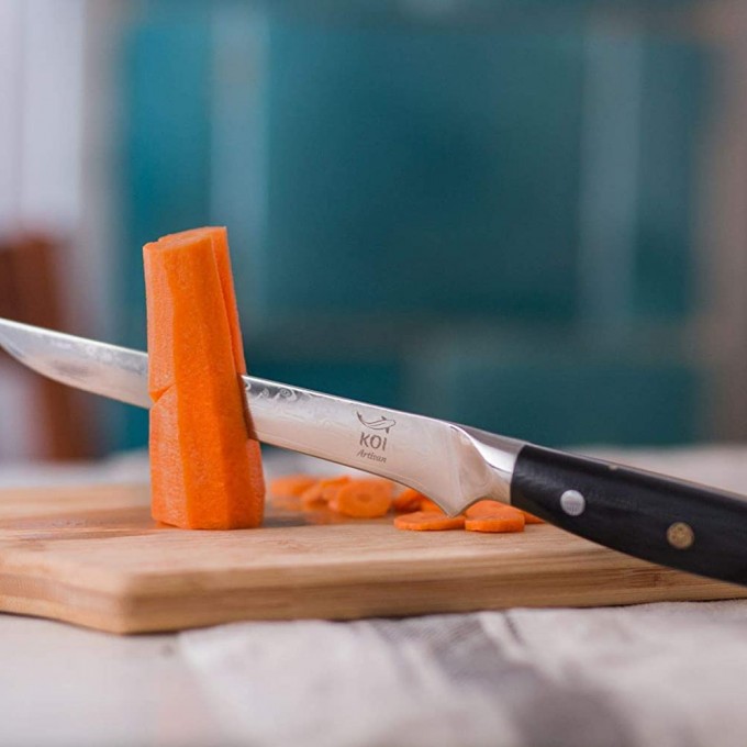 KOI ARTISAN Filleting Boning Knife – 6 Inches Blade Filleting Knife - Damascus VG10 Super Steel