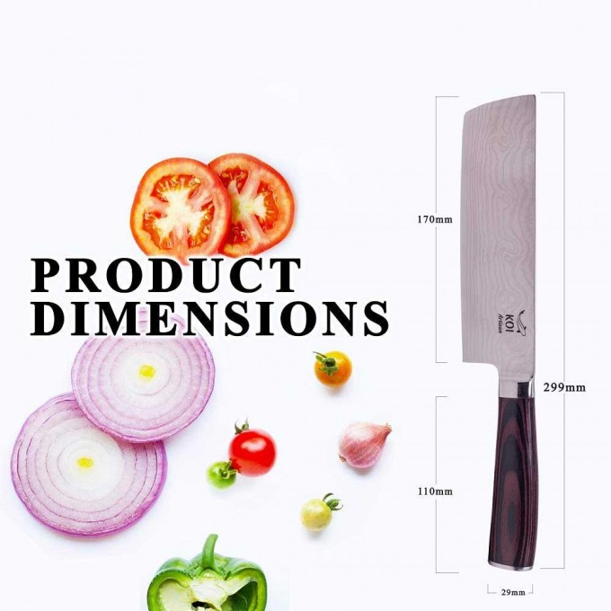 KOI ARTISAN Nakiri Kitchen Knives – Fruit and Vegetable Chef Knife 7 Inches