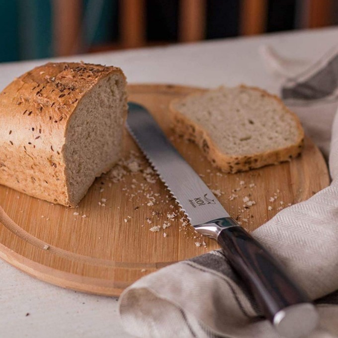 KOI ARTISAN Large Bread Knife – 8 Inch Razor Sharp Edge