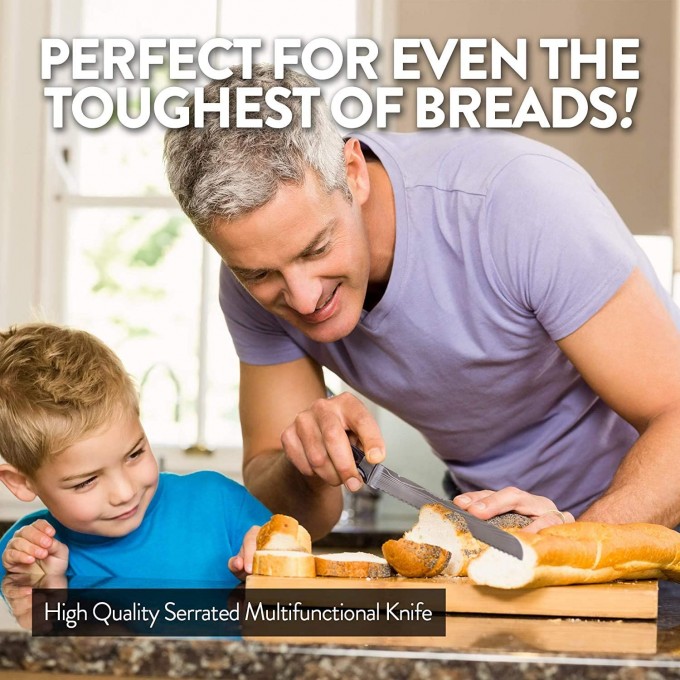 KOI ARTISAN Large Bread Knife – 8 Inch Razor Sharp Edge