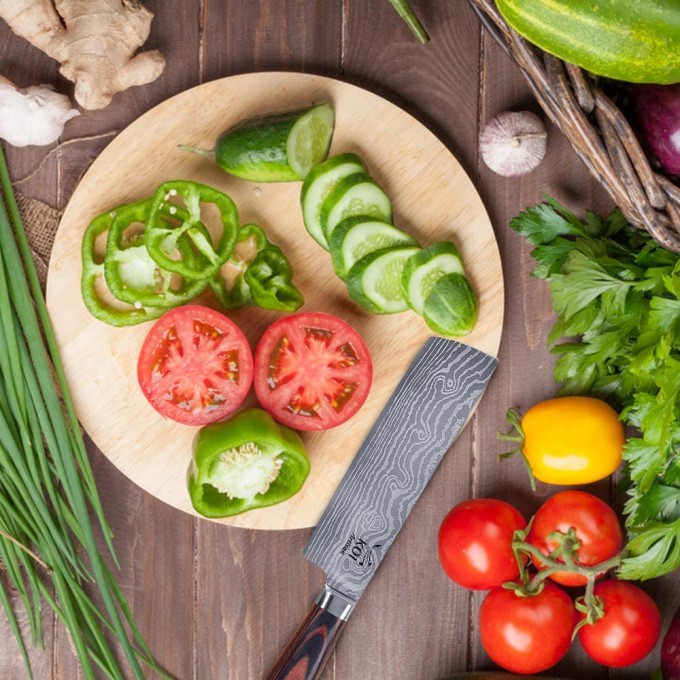 KOI ARTISAN Nakiri Kitchen Knives – Fruit and Vegetable Chef Knife 7 Inches