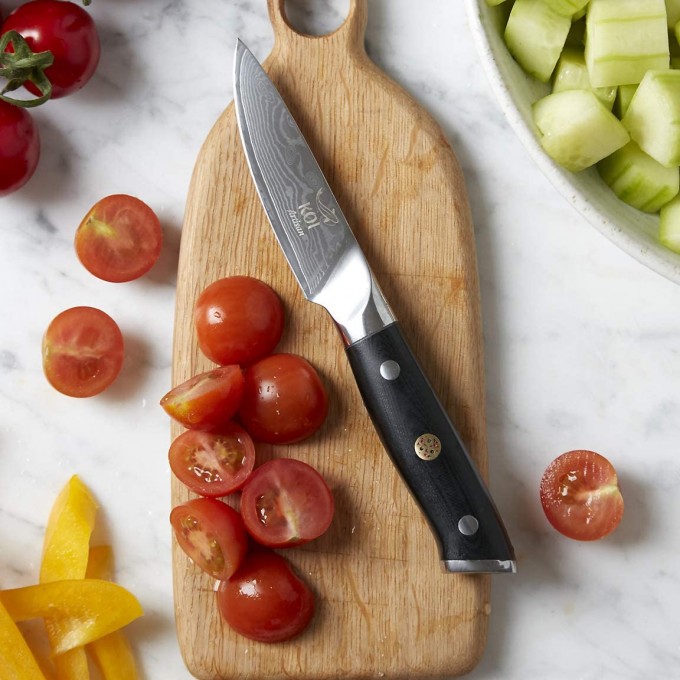 KOI ARTISAN Damascus Paring Knife – 3.5 Inch Razor Sharp Edge – Chef Knife 67 Layers of Japanese Damascus