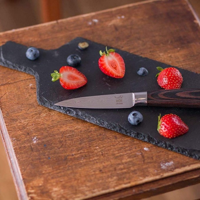 KOI ARTISAN Damascus Style Paring Knife – 3.5 Inch Razor Sharp Edge