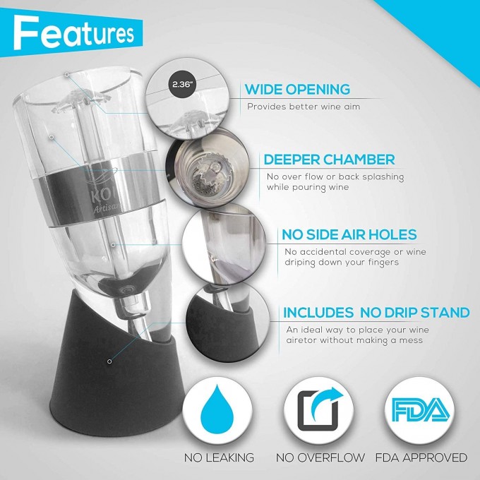 Wine Decanter Wine Aerator Set – Red Wine Pourer and Wine Stopper