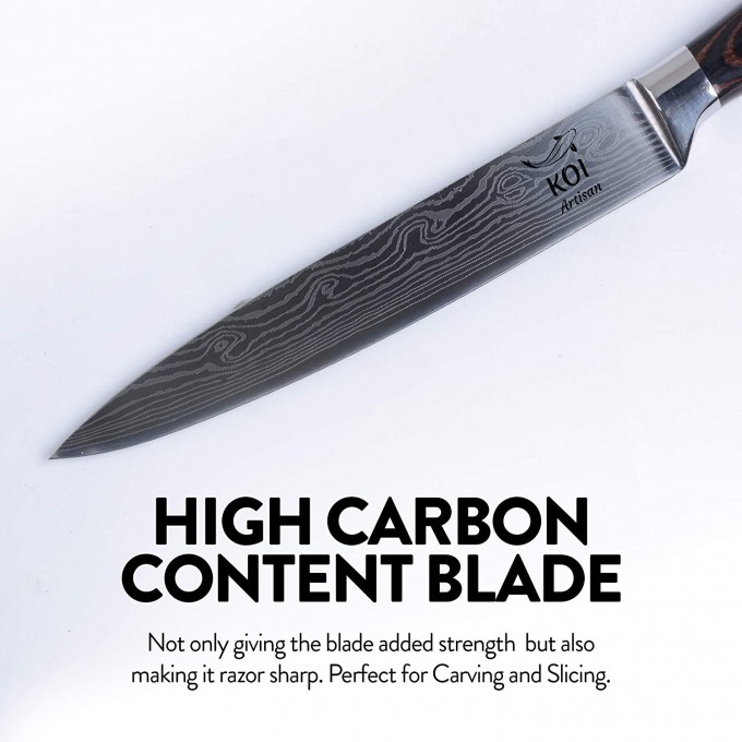 KOI ARTISAN Professional Carving Knife – 7.7 Inch Razor Sharp Blade