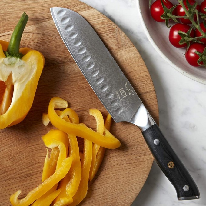 KOI ARTISAN Chefs Santoku Knife – 7 Inch Razor Sharp Edge Chef Knifes – 67 Layers of Premium Kitchen Knives