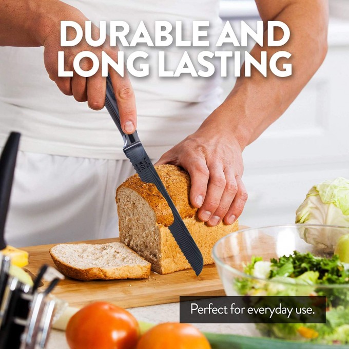 KOI ARTISAN Large Bread Knife – 8 Inch Razor Sharp Edge