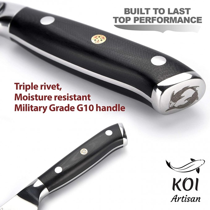 KOI ARTISAN Filleting Boning Knife – 6 Inches Blade Filleting Knife - Damascus VG10 Super Steel