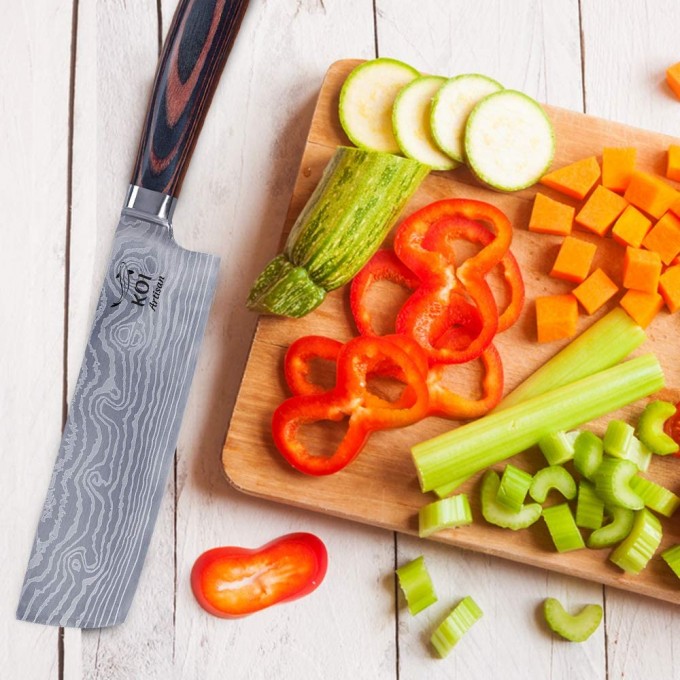 KOI ARTISAN Nakiri Kitchen Knives – Fruit and Vegetable Chef Knife 7 Inches