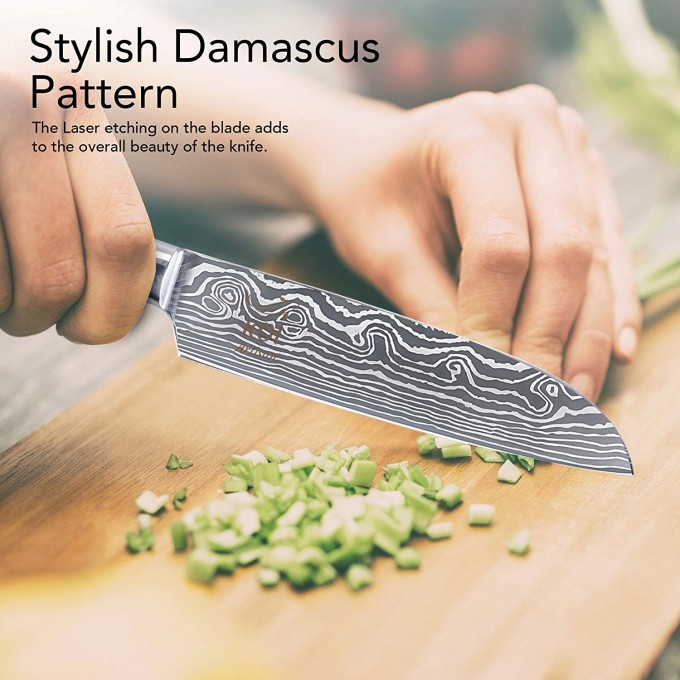 KOI ARTISAN Santoku Chef’s Knifes – 5 Inch Razor Sharp Blade Santoku Knife, Japanese Kitchen Knife