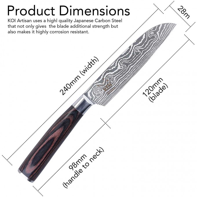 KOI ARTISAN Santoku Chef’s Knifes – 5 Inch Razor Sharp Blade Santoku Knife, Japanese Kitchen Knife