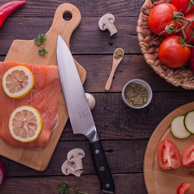 KOI ARTISAN Japanese Chef Knifes – 8-Inch Razor Sharp Blade – Damascus Knife VG10 Super Steel