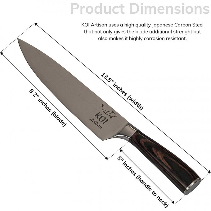 KOI ARTISAN Professional Chef Knifes – 8 Inch Razor Sharp Blade