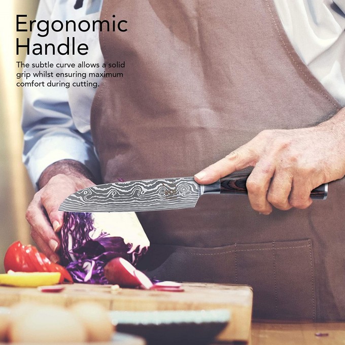 KOI ARTISAN Santoku Chef’s Knifes – 5 Inch Razor Sharp Blade Santoku Knife, Japanese Kitchen Knife