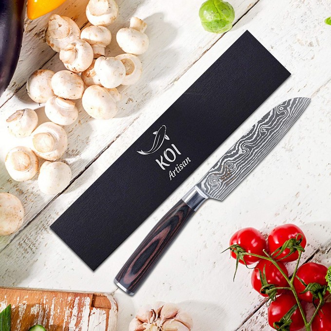 KOI ARTISAN Santoku Chef’s Knifes – 5 Inch Razor Sharp Blade Santoku Knife, Japanese Kitchen Knife