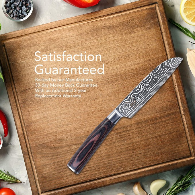 KOI ARTISAN Santoku Chef’s Knifes – 5 Inch Razor Sharp Blade Santoku Knife, Japanese Kitchen Knife