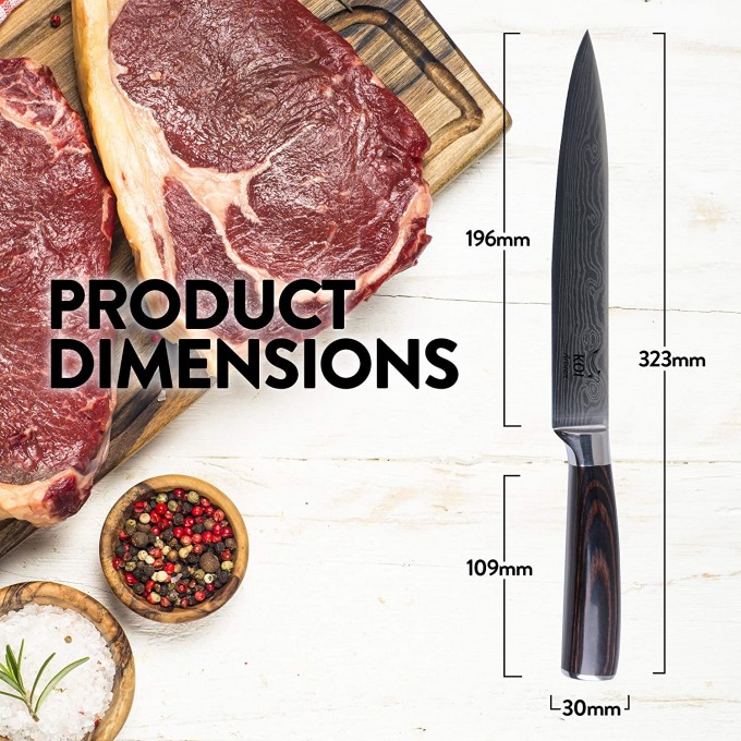 KOI ARTISAN Professional Carving Knife – 7.7 Inch Razor Sharp Blade