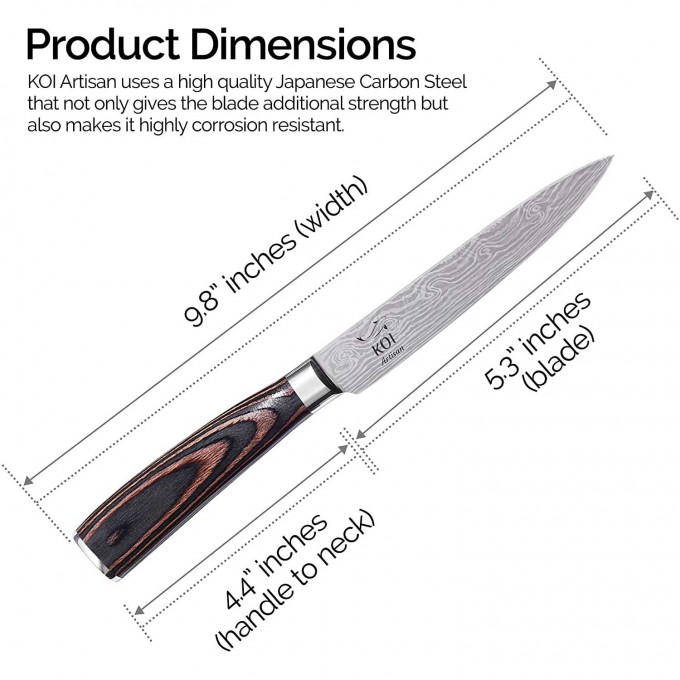 KOI ARTISAN Kitchen Utility Knife – 5 Inch Razor Sharp Blade