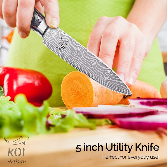 KOI ARTISAN Kitchen Utility Knife – 5 Inch Razor Sharp Blade
