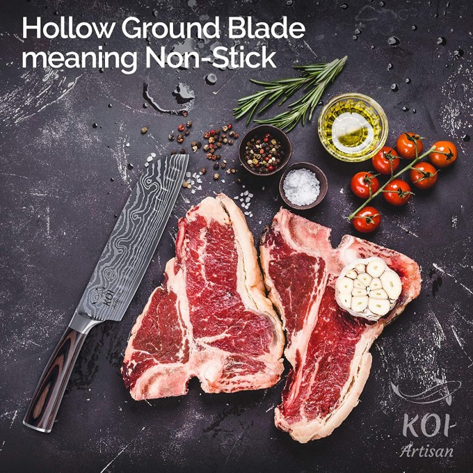 KOI ARTISAN Santoku Chef Knife – 7 Inch Razor Sharp Blade – Japanese High Carbon Stainless Steel