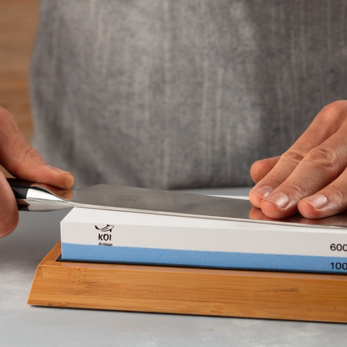 KOI ARTISAN Knife sharperener Whetstone – 2 Side Grit 1000/6000 with Angle Guide