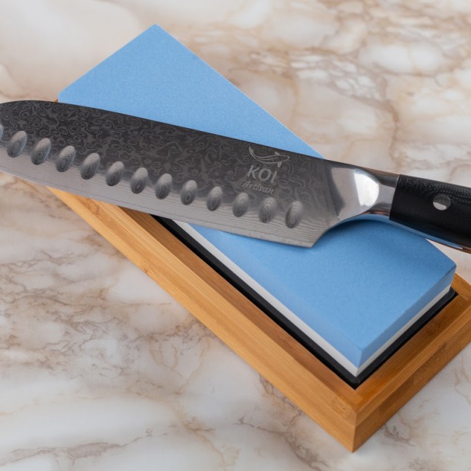 KOI ARTISAN Knife sharperener Whetstone – 2 Side Grit 1000/6000 with Angle Guide