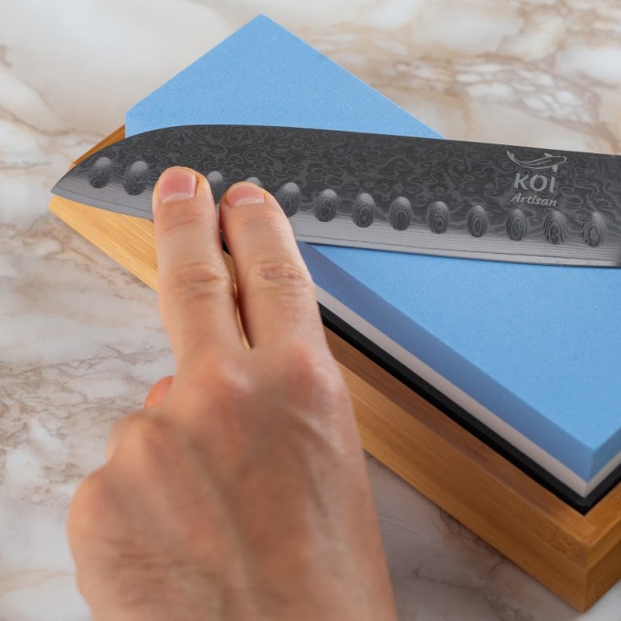 KOI ARTISAN Knife sharperener Whetstone – 2 Side Grit 1000/6000 with Angle Guide