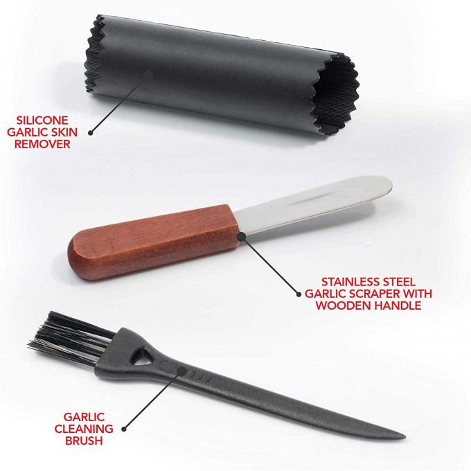 KOI ARTISAN - Stainless Steel Garlic Crusher Rocker Set