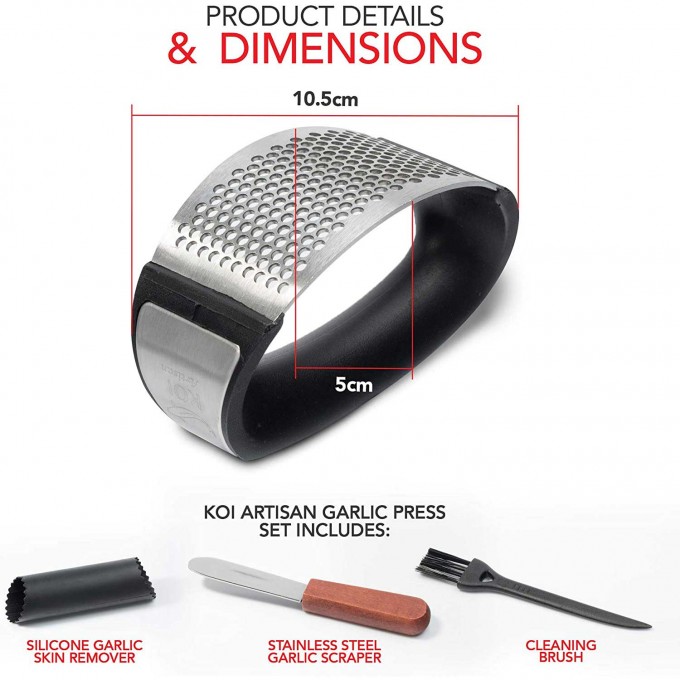 KOI ARTISAN - Stainless Steel Garlic Crusher Rocker Set