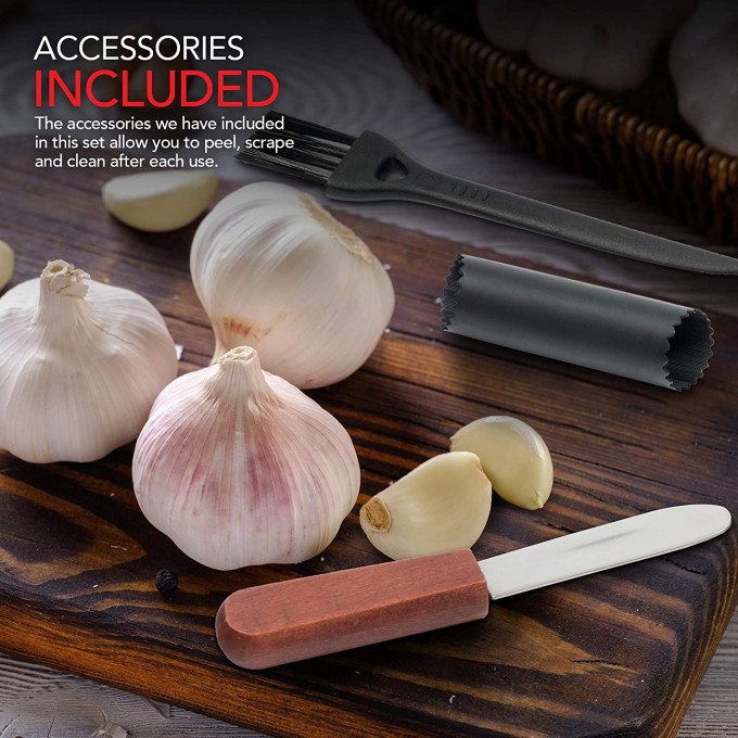 KOI ARTISAN - Stainless Steel Garlic Crusher Rocker Set