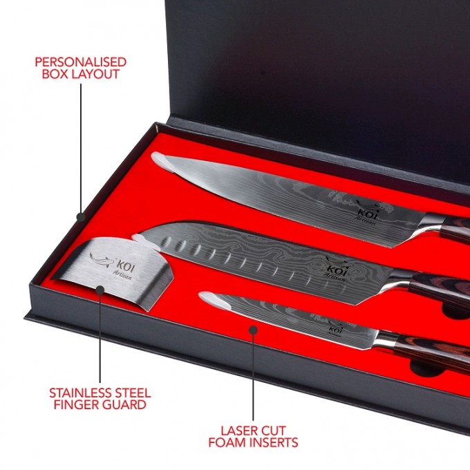 KOI ARTISAN - 3 Pcs Chef Knife Box Set