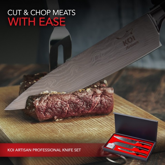 KOI ARTISAN - 3 Pcs Chef Knife Box Set