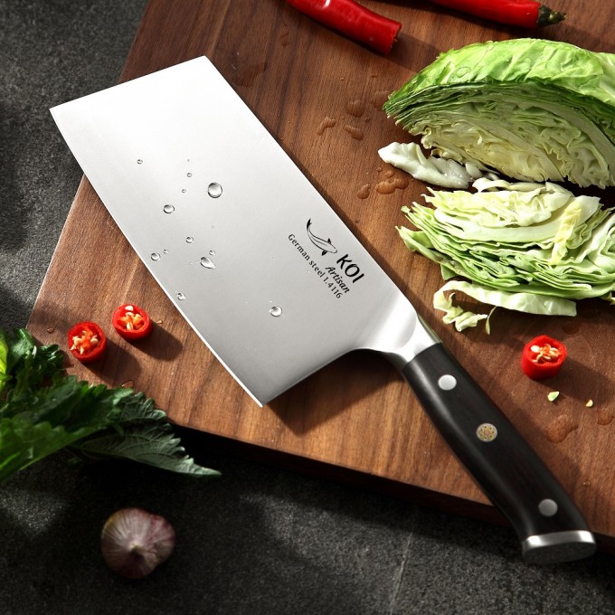 KOI Artisan Cleaver Knife 7 Inch – Best Quality German Steel – Stain & Corrosion Resistant – Quality Kitchen Knives - German Knives High Carbon EN1. 4116 Stainless Steel