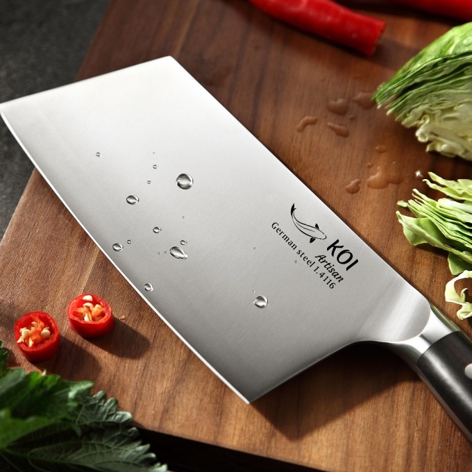 KOI Artisan Cleaver Knife 7 Inch – Best Quality German Steel – Stain & Corrosion Resistant – Quality Kitchen Knives - German Knives High Carbon EN1. 4116 Stainless Steel