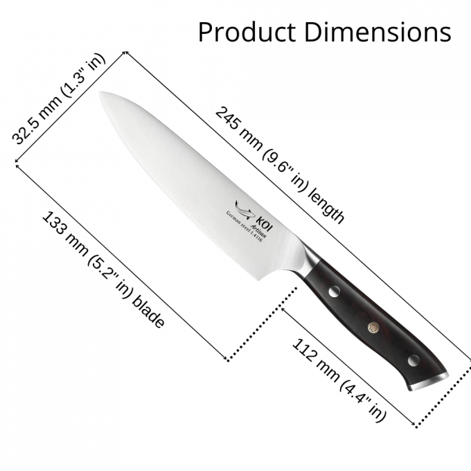 KOI Artisan Utility Knife 5 Inch – German Steel Stain & Corrosion Resistant - Full Tang Chef’s Kitchen Knives - German Knives High Carbon EN1. 4116 Stainless Steel