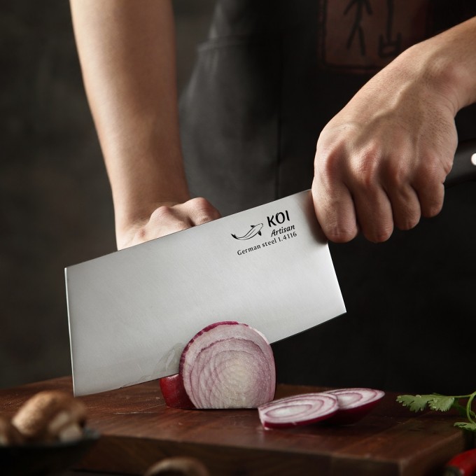 KOI Artisan Cleaver Knife 7 Inch – Best Quality German Steel – Stain & Corrosion Resistant – Quality Kitchen Knives - German Knives High Carbon EN1. 4116 Stainless Steel