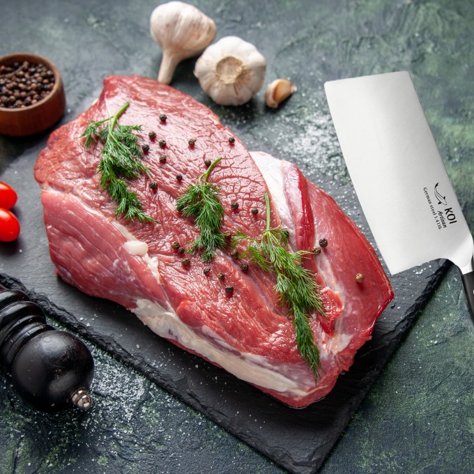 KOI Artisan Cleaver Knife 7 Inch – Best Quality German Steel – Stain & Corrosion Resistant – Quality Kitchen Knives - German Knives High Carbon EN1. 4116 Stainless Steel