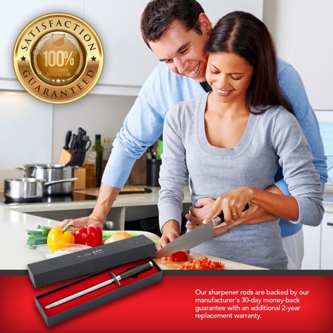 KOI Artisan Knife Sharpeners Diamond Rod - 9 Inch Sword Shape Honing Rod Fine Grit - Suitable for All Kinds of Knives, Blades - Professional Honing Steel Knife