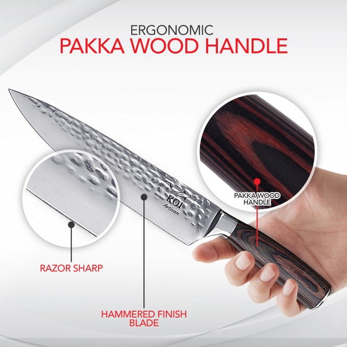 KOI Artisan Hammered Finish 2 Pieces Knife Set