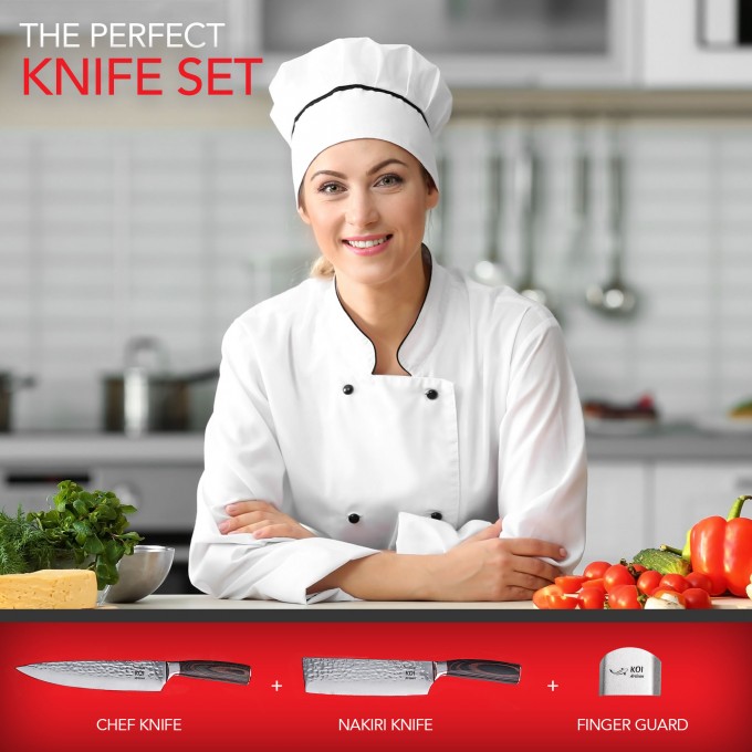 KOI Artisan Hammered Finish 2 Pieces Knife Set