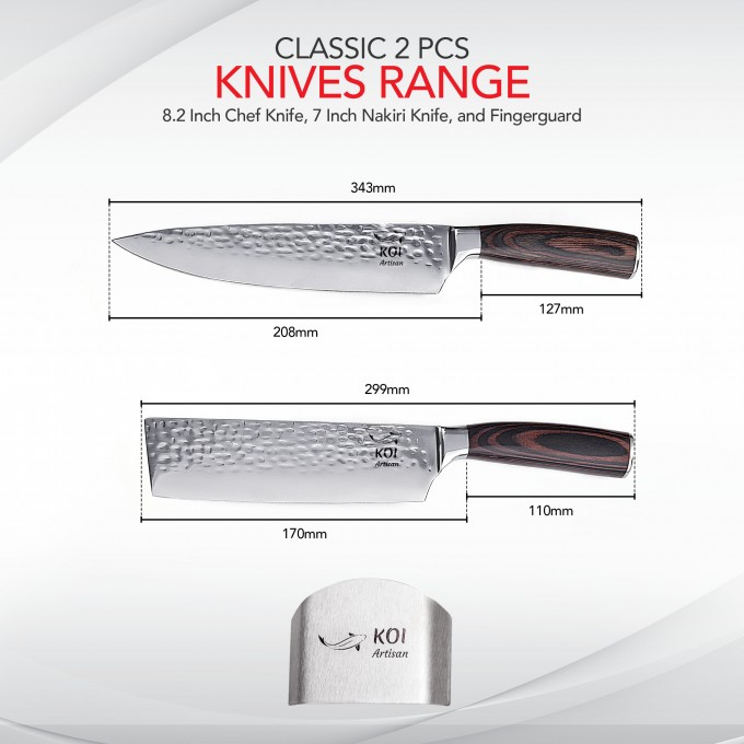 KOI Artisan Hammered Finish 2 Pieces Knife Set