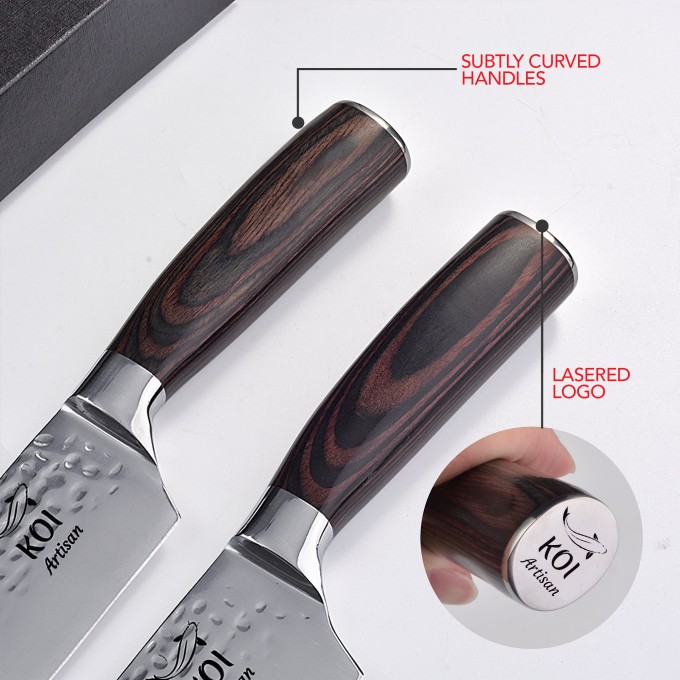 KOI Artisan Hammered Finish 2 Pieces Knife Set