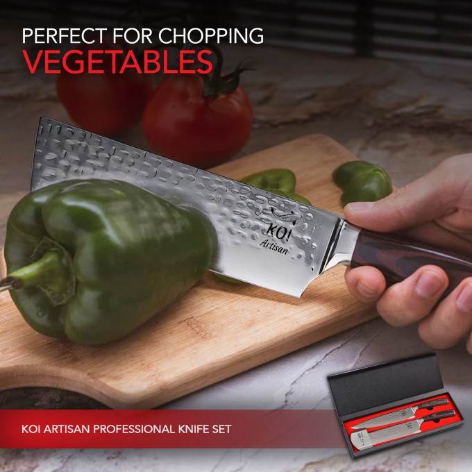 KOI Artisan Hammered Finish 2 Pieces Knife Set